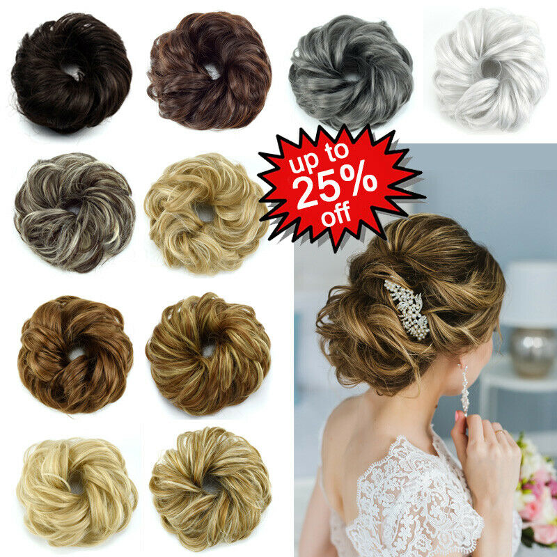 100% Natural Curly Messy Bun Hair Piece Scrunchie Hair Extensions As Human