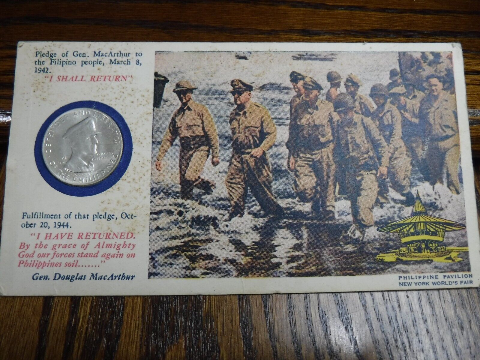 1947-s Philippines 50 Centavos - Km#184 - Douglas Macarthur- In Picture Card