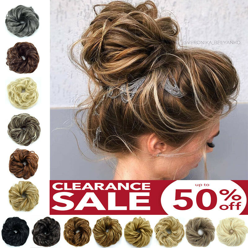 Real Thick Curly Messy Bun Hair Piece Scrunchie 100% Natural Hair Extensions 89i