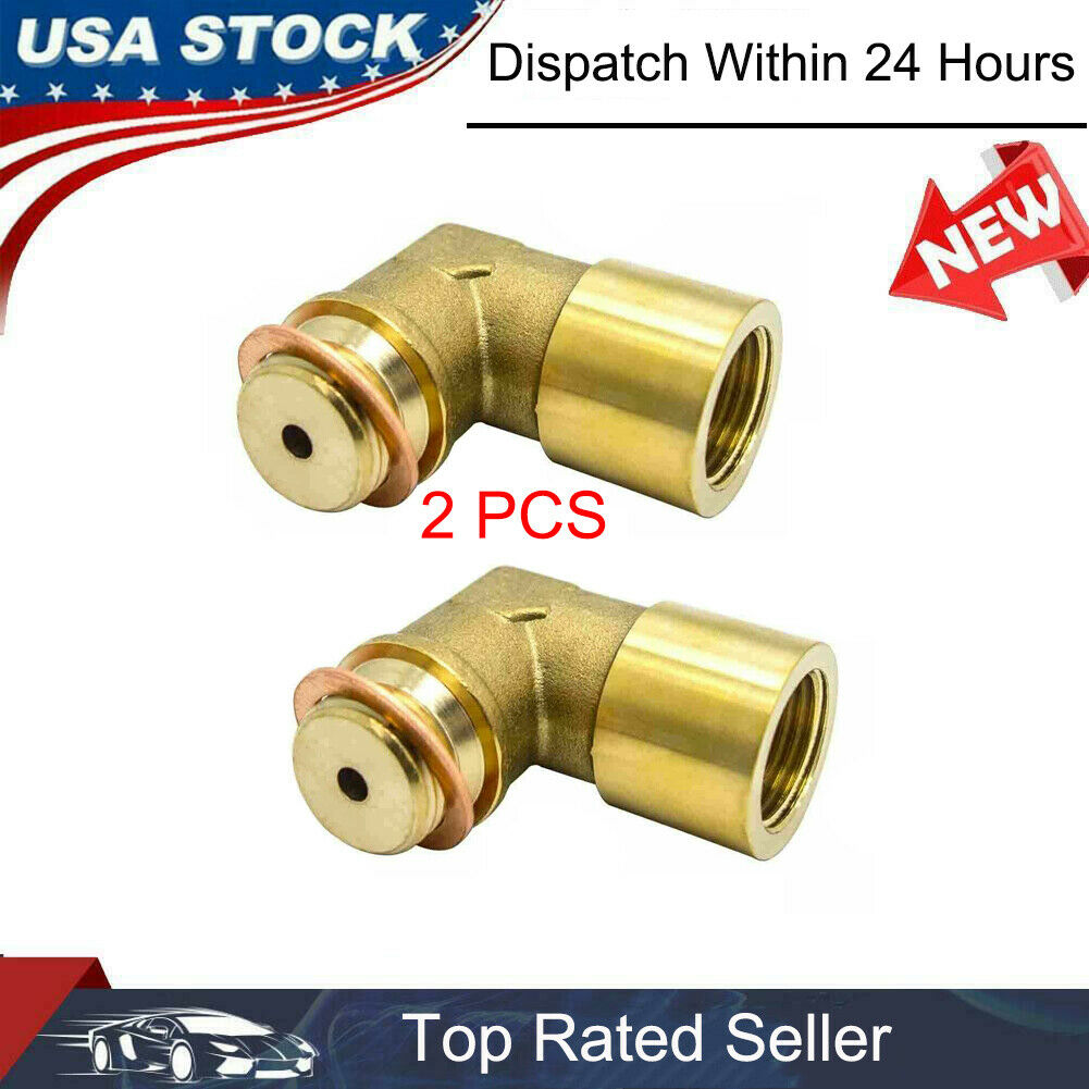2x M18x1.5 O2 Oxygen Sensor Extender 90degree Angled Bung Extension Spacer Brass